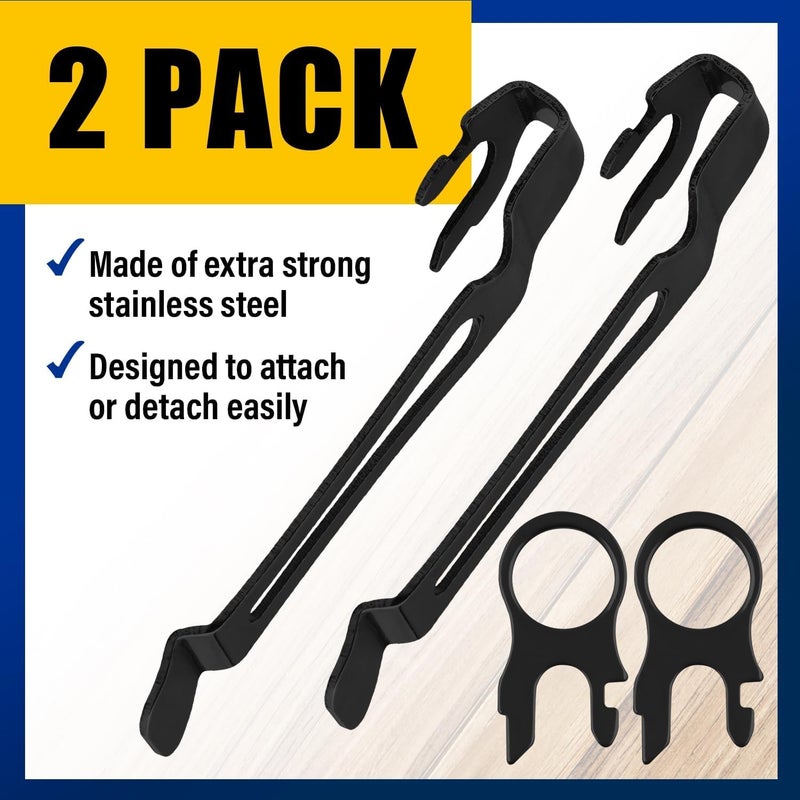 Samorillo [2-Pack] 2 Black Quick Release Pocket Clips + 2 Black Lanyard Rings Compatible With Leatherman Wave & Charge MultiTools - Stainless Steel Pocket Clip Won't Bend Or Snap - Install Or Replace In Seconds - Image 3